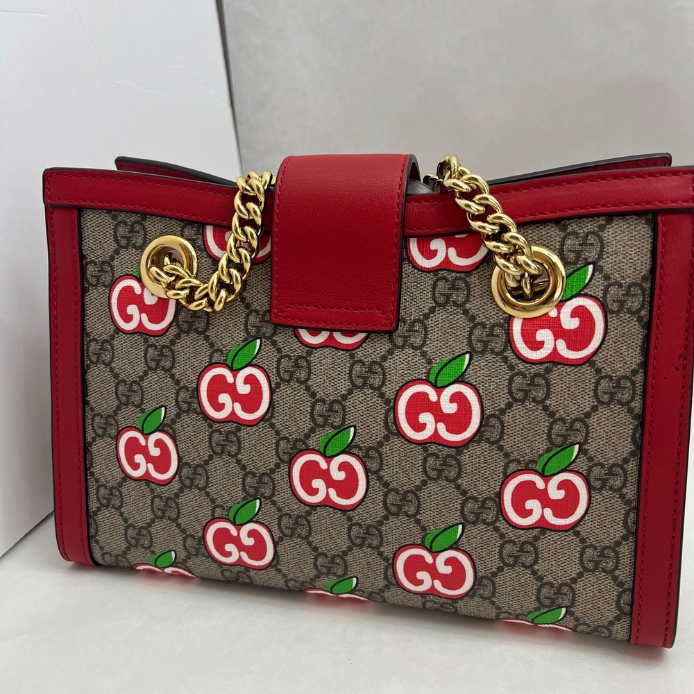 Authentic Gucci GG Supreme Apple Print Padlock Shoulder Bag 🍎✨ - Picture 13 of 16